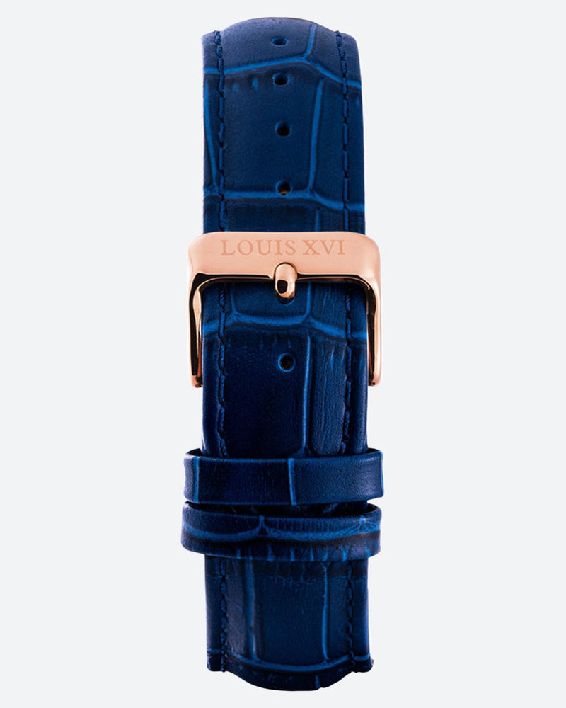 Leather strap - Blue/Rose Gold