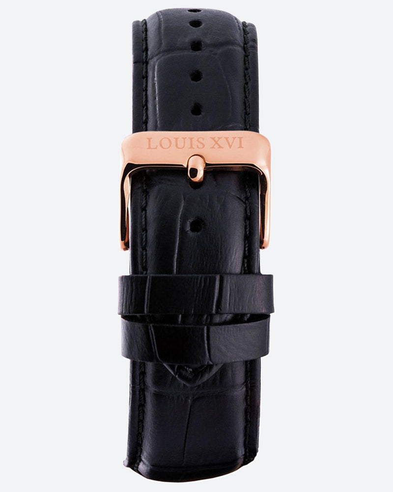 Leather strap - Black/Rose Gold