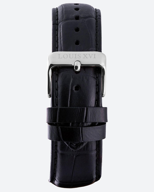 Leather strap - Black/Silver